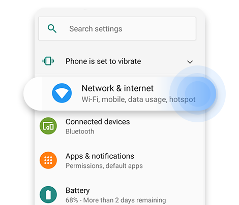 Find your Network and Internet settings
