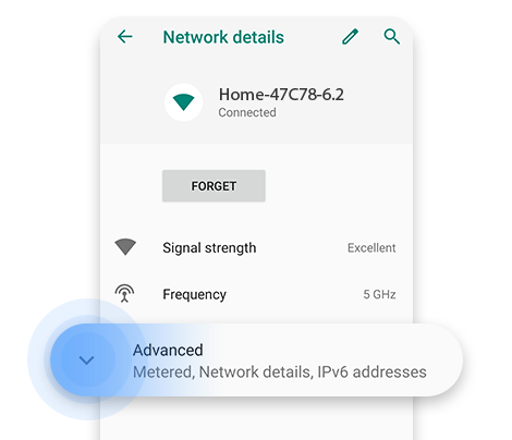 Tap on 'Advanced' to see your router's IP