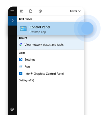 Click on the control panel