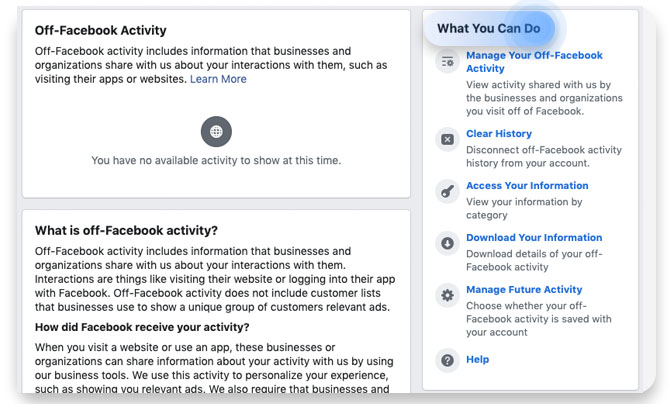 How to manage your Off-Facebook Activity